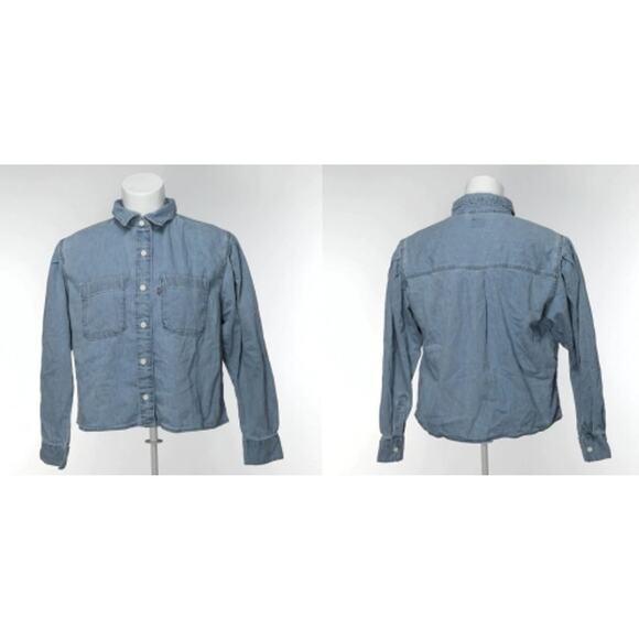 Levi's Button Down Collared Long Sleeve Top Blue XS - Picture 5 of 5